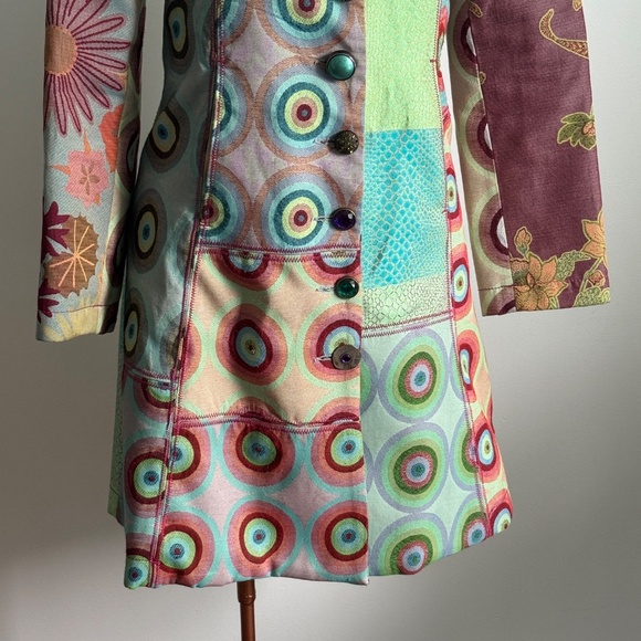 Desigual - Colorful Floral and Geometric Patchwork Coat - Picture 3 of 12